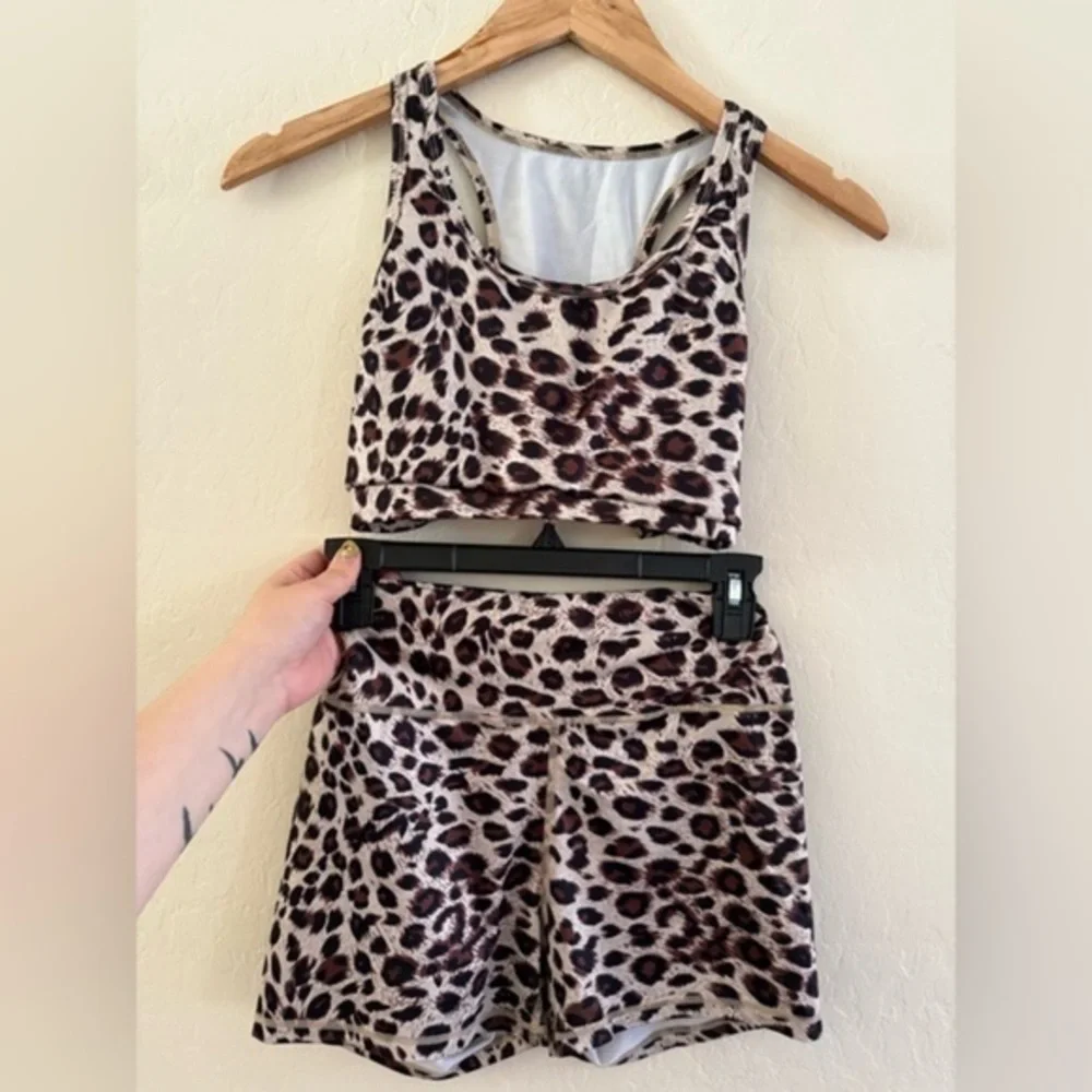 Leopard Print Crop Top and Skirt Set